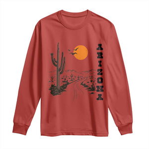 Retro Arizona Desert Road Sunset Graphic Long Sleeve Shirt Vintage Southwest Saguaro Cactus Travel Souvenir