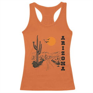 Retro Arizona Desert Road Sunset Graphic Racerback Tank Top Vintage Southwest Saguaro Cactus Travel Souvenir