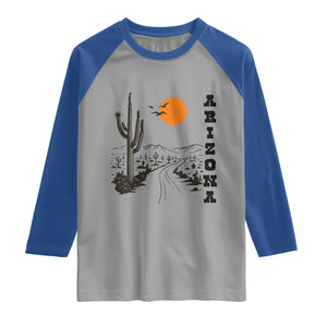 Retro Arizona Desert Road Sunset Graphic Raglan Shirt Vintage Southwest Saguaro Cactus Travel Souvenir