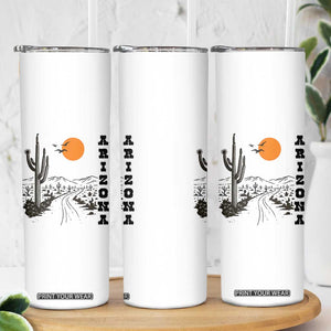 Retro Arizona Desert Road Sunset Graphic Skinny Tumbler Vintage Southwest Saguaro Cactus Travel Souvenir