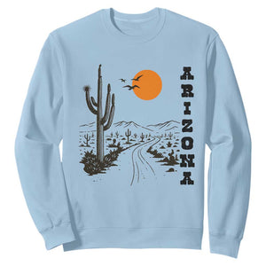 Retro Arizona Desert Road Sunset Graphic Sweatshirt Vintage Southwest Saguaro Cactus Travel Souvenir