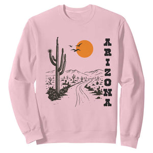 Retro Arizona Desert Road Sunset Graphic Sweatshirt Vintage Southwest Saguaro Cactus Travel Souvenir