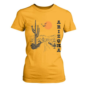 Retro Arizona Desert Road Sunset Graphic T Shirt For Women Vintage Southwest Saguaro Cactus Travel Souvenir