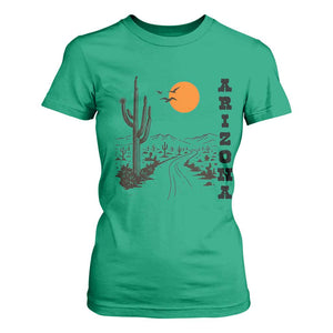 Retro Arizona Desert Road Sunset Graphic T Shirt For Women Vintage Southwest Saguaro Cactus Travel Souvenir