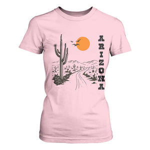 Retro Arizona Desert Road Sunset Graphic T Shirt For Women Vintage Southwest Saguaro Cactus Travel Souvenir