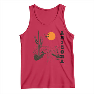 Retro Arizona Desert Road Sunset Graphic Tank Top Vintage Southwest Saguaro Cactus Travel Souvenir