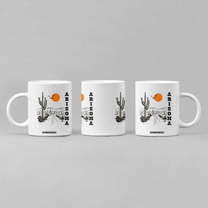 Retro Arizona Desert Road Sunset Graphic Coffee Mug Vintage Southwest Saguaro Cactus Travel Souvenir