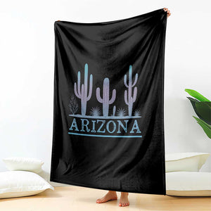 Retro Neon Silhouette Cactus Arizona Graphic Throw Blanket Modern Southwest Desert Aesthetic Travel Souvenir