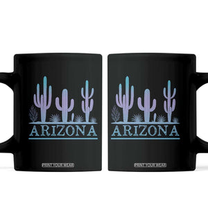 Retro Neon Silhouette Cactus Arizona Graphic Coffee Mug Modern Southwest Desert Aesthetic Travel Souvenir