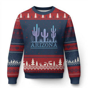 Retro Neon Silhouette Cactus Arizona Graphic Ugly Christmas Sweater Modern Southwest Desert Aesthetic Travel Souvenir