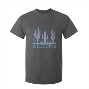 Retro Neon Silhouette Cactus Arizona Graphic T Shirt For Kid Modern Southwest Desert Aesthetic Travel Souvenir