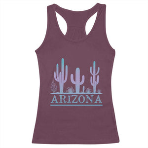 Retro Neon Silhouette Cactus Arizona Graphic Racerback Tank Top Modern Southwest Desert Aesthetic Travel Souvenir