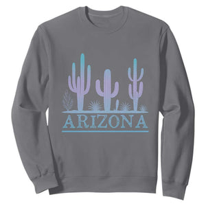 Retro Neon Silhouette Cactus Arizona Graphic Sweatshirt Modern Southwest Desert Aesthetic Travel Souvenir