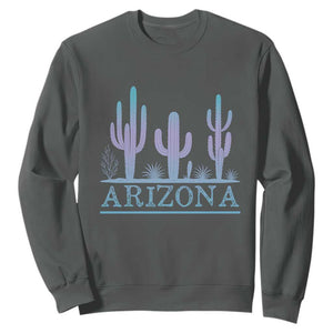 Retro Neon Silhouette Cactus Arizona Graphic Sweatshirt Modern Southwest Desert Aesthetic Travel Souvenir