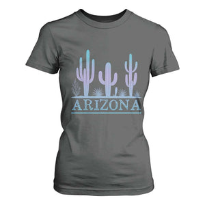 Retro Neon Silhouette Cactus Arizona Graphic T Shirt For Women Modern Southwest Desert Aesthetic Travel Souvenir