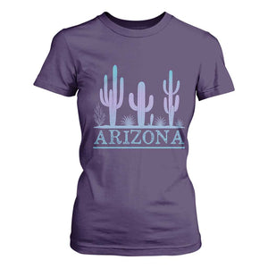 Retro Neon Silhouette Cactus Arizona Graphic T Shirt For Women Modern Southwest Desert Aesthetic Travel Souvenir