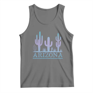 Retro Neon Silhouette Cactus Arizona Graphic Tank Top Modern Southwest Desert Aesthetic Travel Souvenir