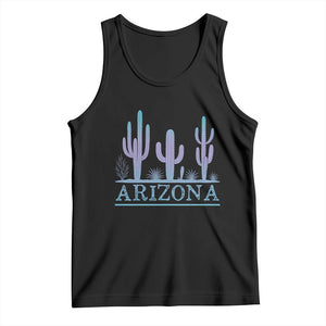 Retro Neon Silhouette Cactus Arizona Graphic Tank Top Modern Southwest Desert Aesthetic Travel Souvenir