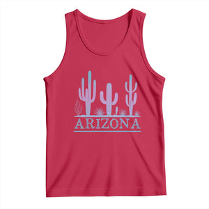 Retro Neon Silhouette Cactus Arizona Graphic Tank Top Modern Southwest Desert Aesthetic Travel Souvenir
