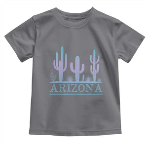 Retro Neon Silhouette Cactus Arizona Graphic Toddler T Shirt Modern Southwest Desert Aesthetic Travel Souvenir