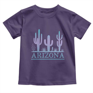 Retro Neon Silhouette Cactus Arizona Graphic Toddler T Shirt Modern Southwest Desert Aesthetic Travel Souvenir