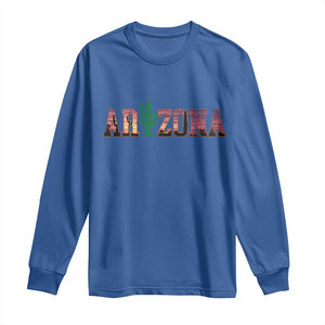 Scenic Arizona Sunset Landscape Graphic Long Sleeve Shirt Southwest Saguaro Cactus Letters Travel Souvenir