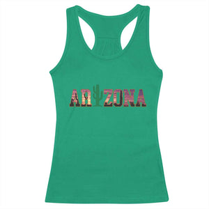 Scenic Arizona Sunset Landscape Graphic Racerback Tank Top Southwest Saguaro Cactus Letters Travel Souvenir