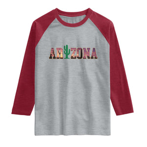 Scenic Arizona Sunset Landscape Graphic Raglan Shirt Southwest Saguaro Cactus Letters Travel Souvenir