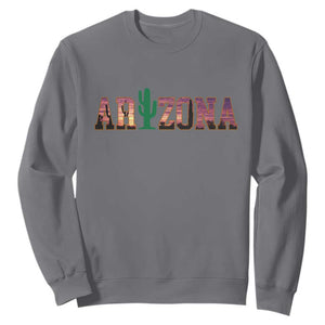 Scenic Arizona Sunset Landscape Graphic Sweatshirt Southwest Saguaro Cactus Letters Travel Souvenir
