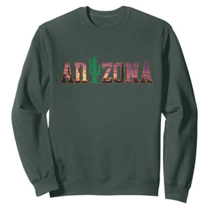 Scenic Arizona Sunset Landscape Graphic Sweatshirt Southwest Saguaro Cactus Letters Travel Souvenir