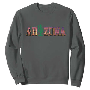 Scenic Arizona Sunset Landscape Graphic Sweatshirt Southwest Saguaro Cactus Letters Travel Souvenir