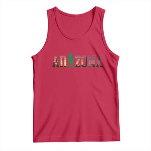 Scenic Arizona Sunset Landscape Graphic Tank Top Southwest Saguaro Cactus Letters Travel Souvenir
