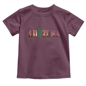 Scenic Arizona Sunset Landscape Graphic Toddler T Shirt Southwest Saguaro Cactus Letters Travel Souvenir