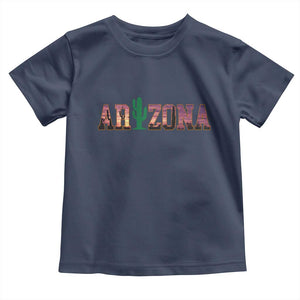 Scenic Arizona Sunset Landscape Graphic Toddler T Shirt Southwest Saguaro Cactus Letters Travel Souvenir