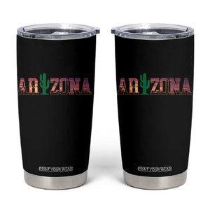Scenic Arizona Sunset Landscape Graphic Tumbler Cup Southwest Saguaro Cactus Letters Travel Souvenir