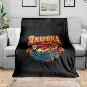 Retro Arizona Fly Fishing River Graphic Throw Blanket Vintage Angler Outdoor Mountain Adventure Souvenir