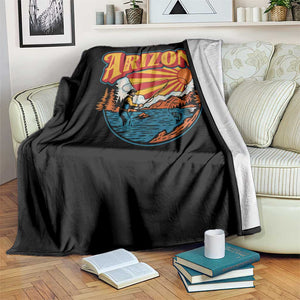 Retro Arizona Fly Fishing River Graphic Throw Blanket Vintage Angler Outdoor Mountain Adventure Souvenir