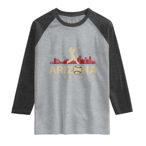 Vintage Arizona State Pride Baseball Player Graphic Raglan Shirt Vintage Phoenix Skyline Batter Sports Fan