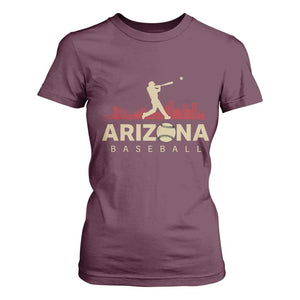 Vintage Arizona State Pride Baseball Player Graphic T Shirt For Women Vintage Phoenix Skyline Batter Sports Fan