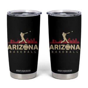 Vintage Arizona State Pride Baseball Player Graphic Tumbler Cup Vintage Phoenix Skyline Batter Sports Fan