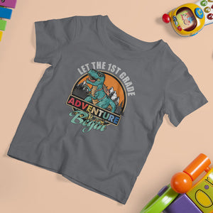 1st Grade Dinosaur T Shirt For Kid Let The First Grade Adventure Begin Retro First Grade TS02 Printyourwear