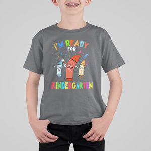 Crayons Kindergarten T Shirt For Kid I'm Ready For Kinder Cute 1st Day Of School TS02 Charcoal Printyourwear