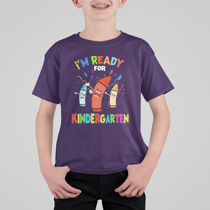 Crayons Kindergarten T Shirt For Kid I'm Ready For Kinder Cute 1st Day Of School TS02 Purple Printyourwear