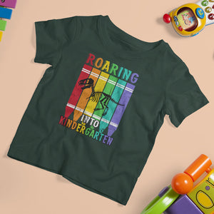 Roaring Into Kindergarten T Shirt For Kid Dinosaur Crayons First Day Of School TS02 Dark Forest Green Printyourwear