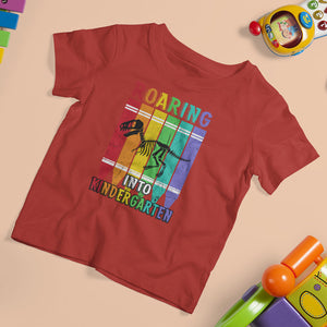 Roaring Into Kindergarten T Shirt For Kid Dinosaur Crayons First Day Of School TS02 Red Printyourwear