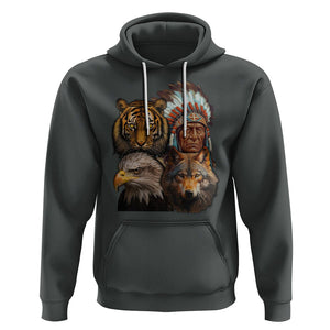 Native American Hoodie Indigenous American Indian Chief With Tiger Wolf American Eagle TS02 Dark Heather Printyourwear