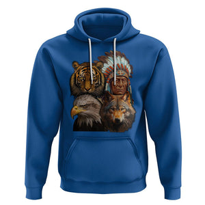 Native American Hoodie Indigenous American Indian Chief With Tiger Wolf American Eagle TS02 Royal Blue Printyourwear