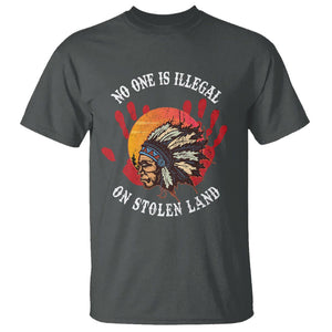 Native American T Shirt No One Is Illegal On Stolen Land Indigenous American Indian TS02 Dark Heather Printyourwear