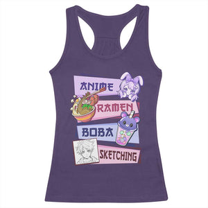 Anime Ramen Boba Sketching Racerback Tank Top Kawaii Girl Bubble Tea Otaku Manga Lover Japanese Pop Culture TS02 Purple Print Your Wear