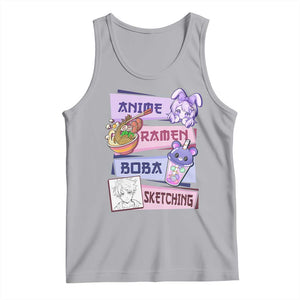 Anime Ramen Boba Sketching Tank Top Kawaii Girl Bubble Tea Otaku Manga Lover Japanese Pop Culture TS02 Athletic Heather Print Your Wear